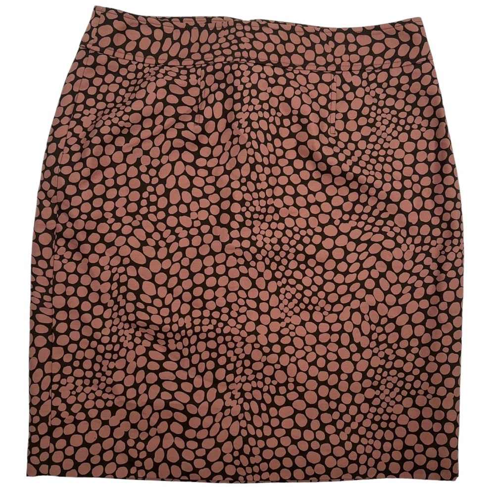 Ann Taylor Loft Brown Pebble Print Cotton Silk Blend Pencil Mini Skirt Size 8P